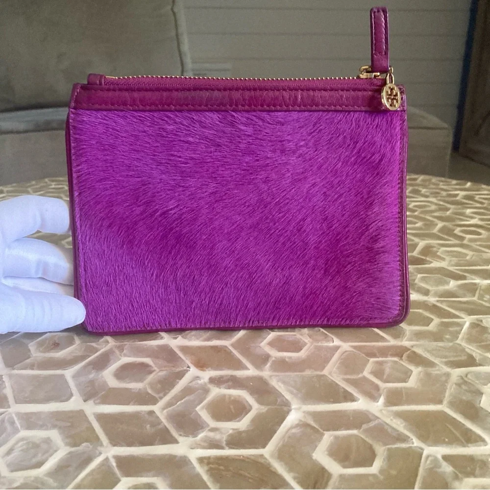 LIKE NEW!  Tory Burch Priscilla calf hair pouch in fuchsia purple